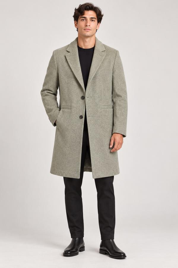 Primark Men’s Greyish Olive Knee-Length Coat, photo 2