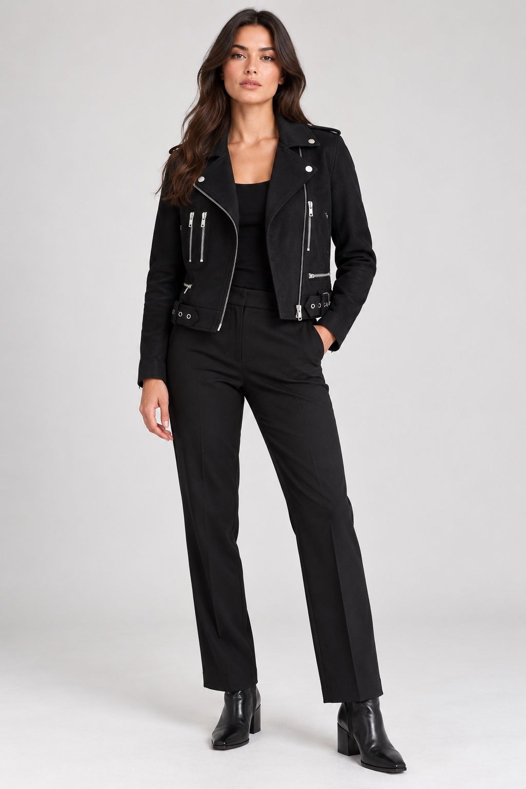Zara Black Biker Jacket with Silver Zippers, photo 2