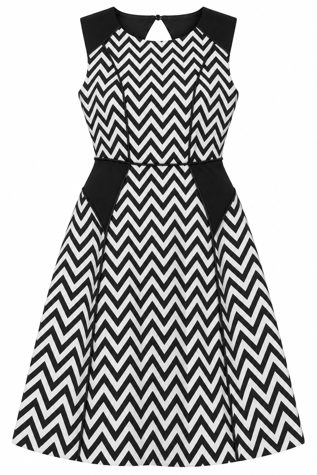 Black & White Chevron Fit-and-Flare Dress