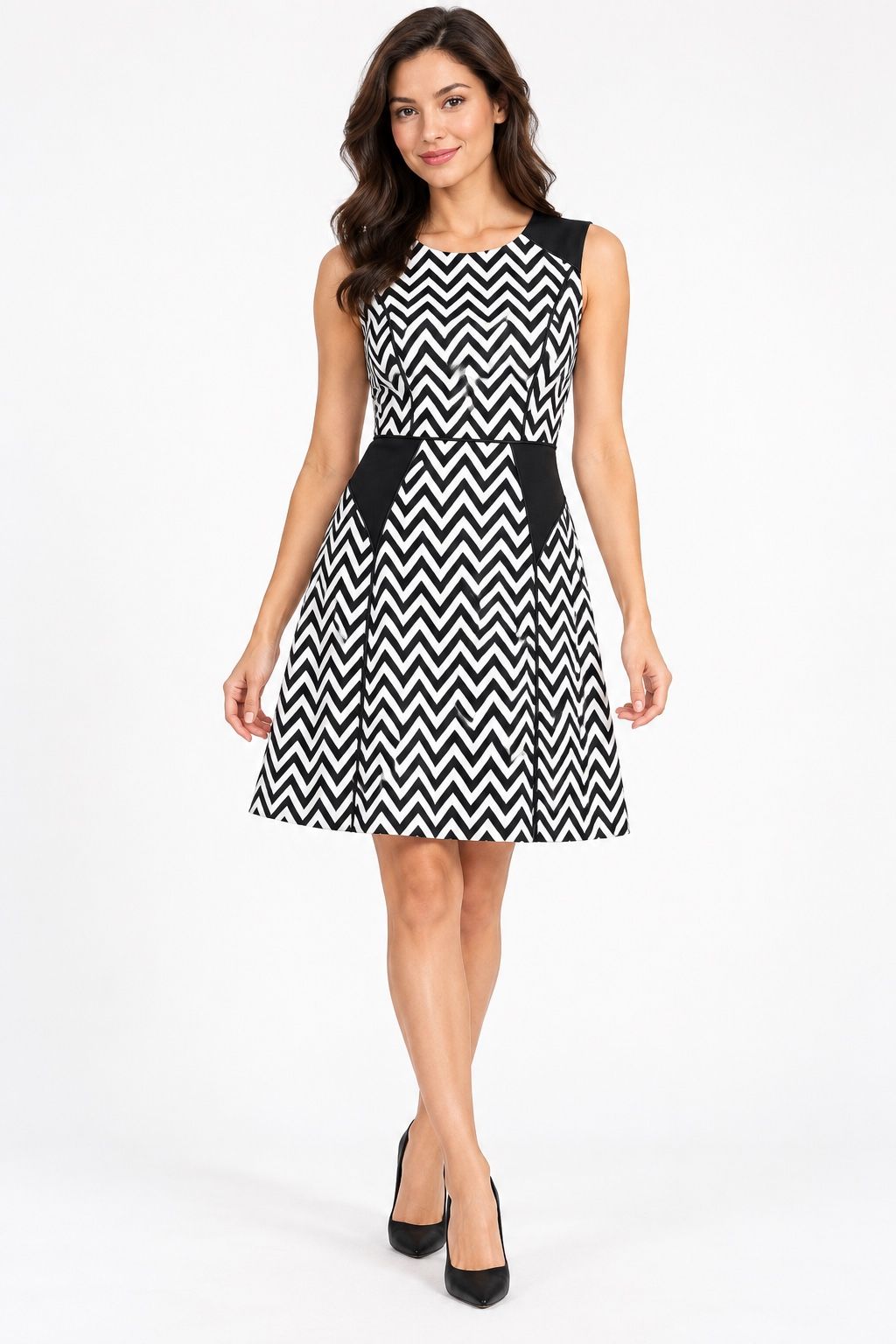 Black & White Chevron Fit-and-Flare Dress, photo 2