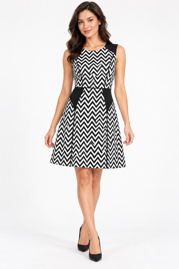Black & White Chevron Fit-and-Flare Dress, photo 2
