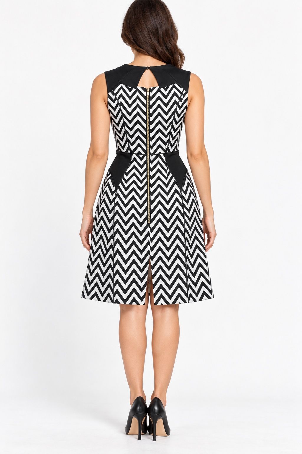 Black & White Chevron Fit-and-Flare Dress, photo 3
