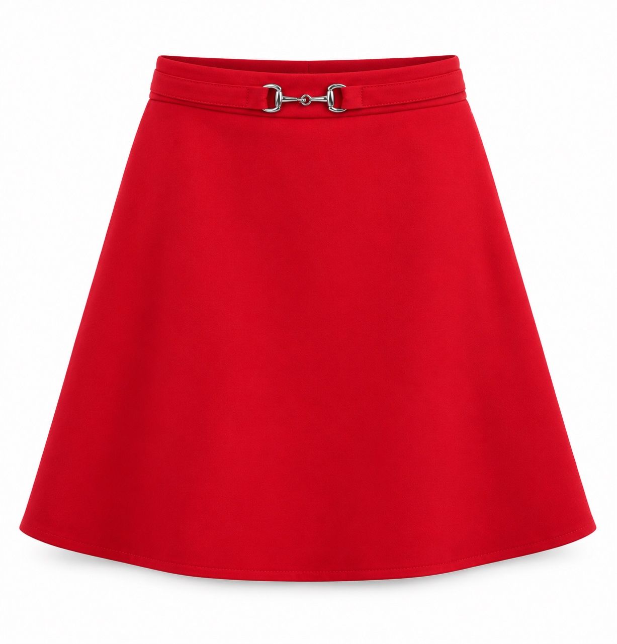 H&M Red A-Line Skirt with Buckle Detail