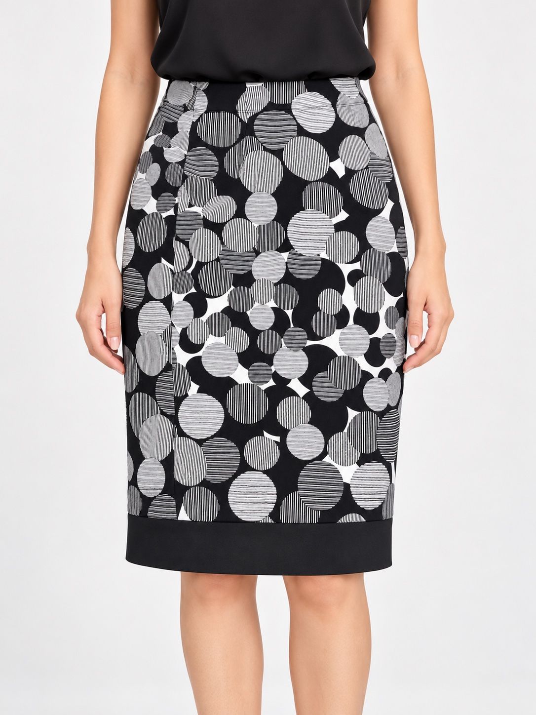 A.W. Selection Black and Gray Circle Print Skirt, photo 2