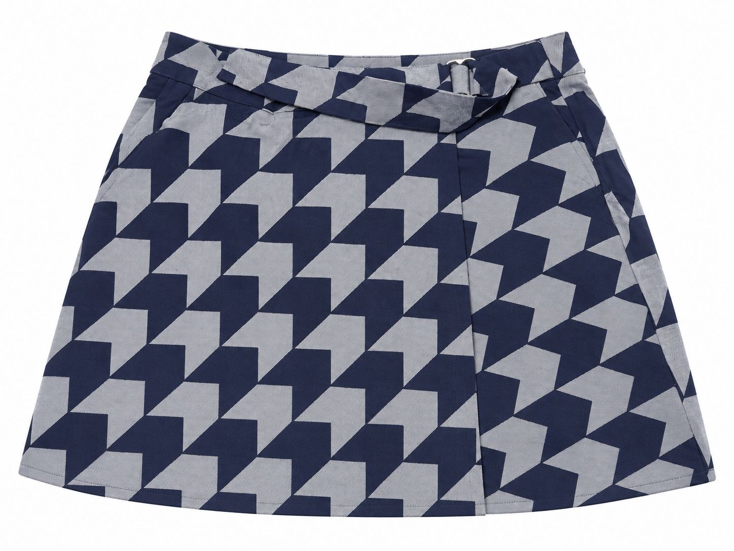 Lacoste Navy & Grey Geometric A-Line Skirt