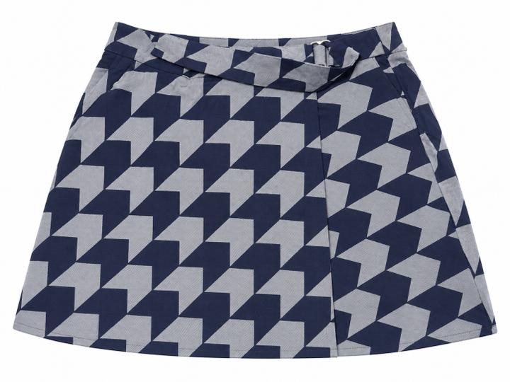 Lacoste Navy & Grey Geometric A-Line Skirt