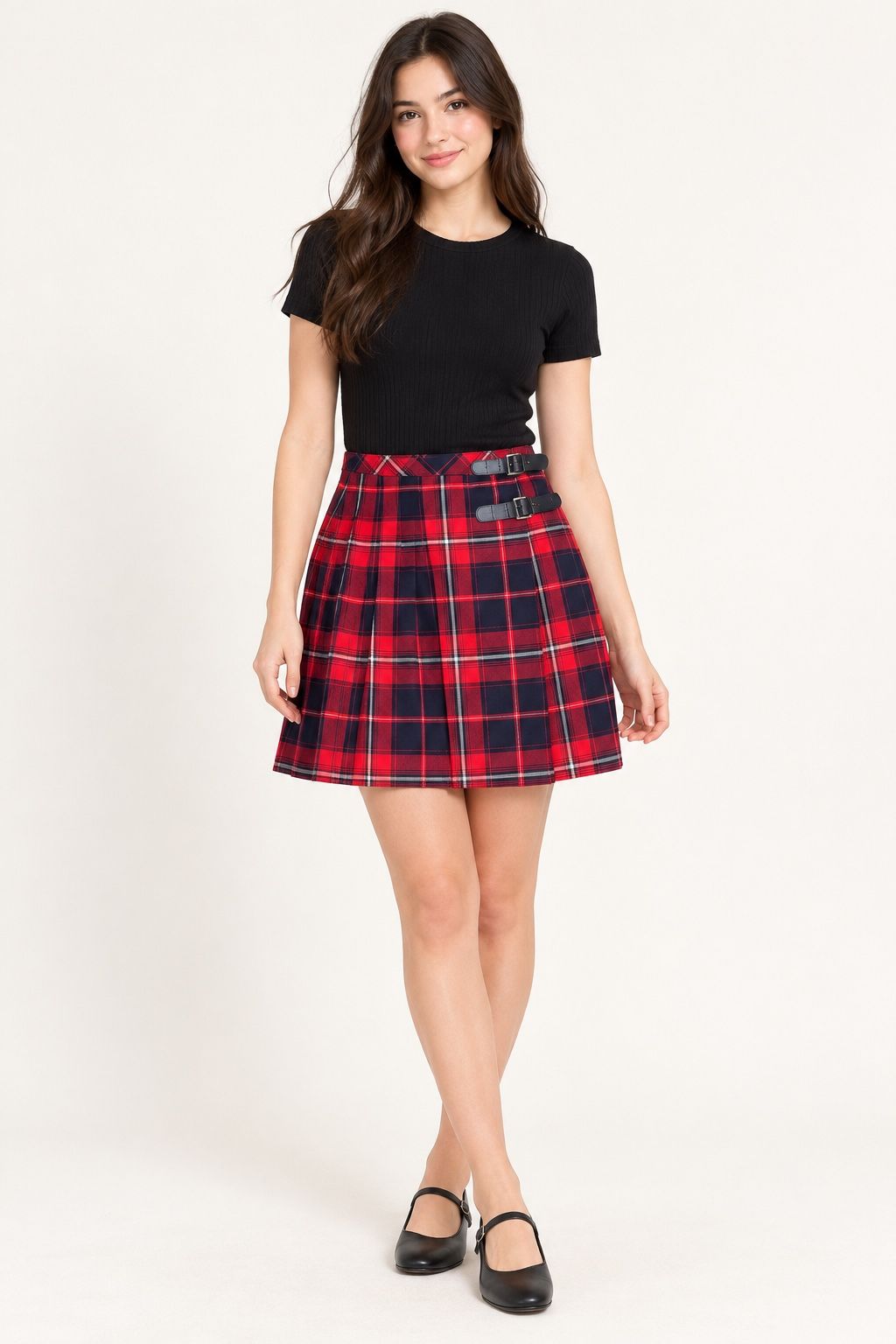 Esprit Red & Navy Tartan Pleated Skirt, photo 2