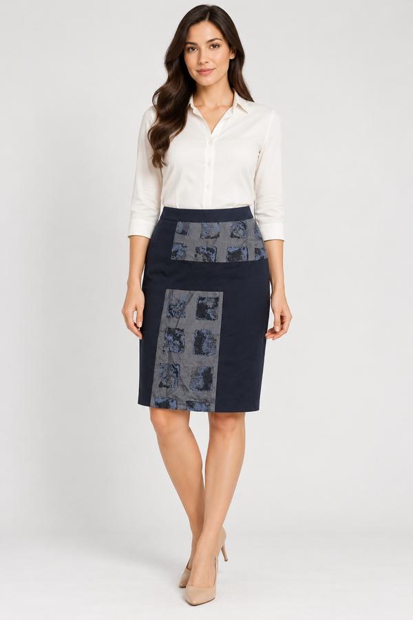 Jones Navy Geometric Panel Pencil Skirt, photo 2