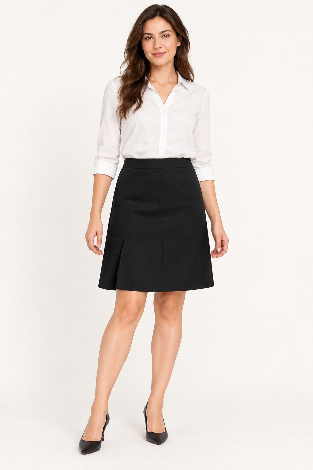 Black A-Line Skirt with Side Slit, photo 2
