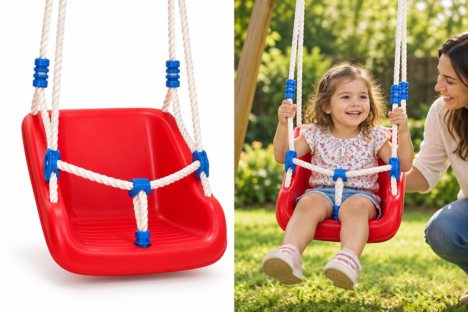Lupilu Red Toddler Swing Seat with Safety Rope, photo 3