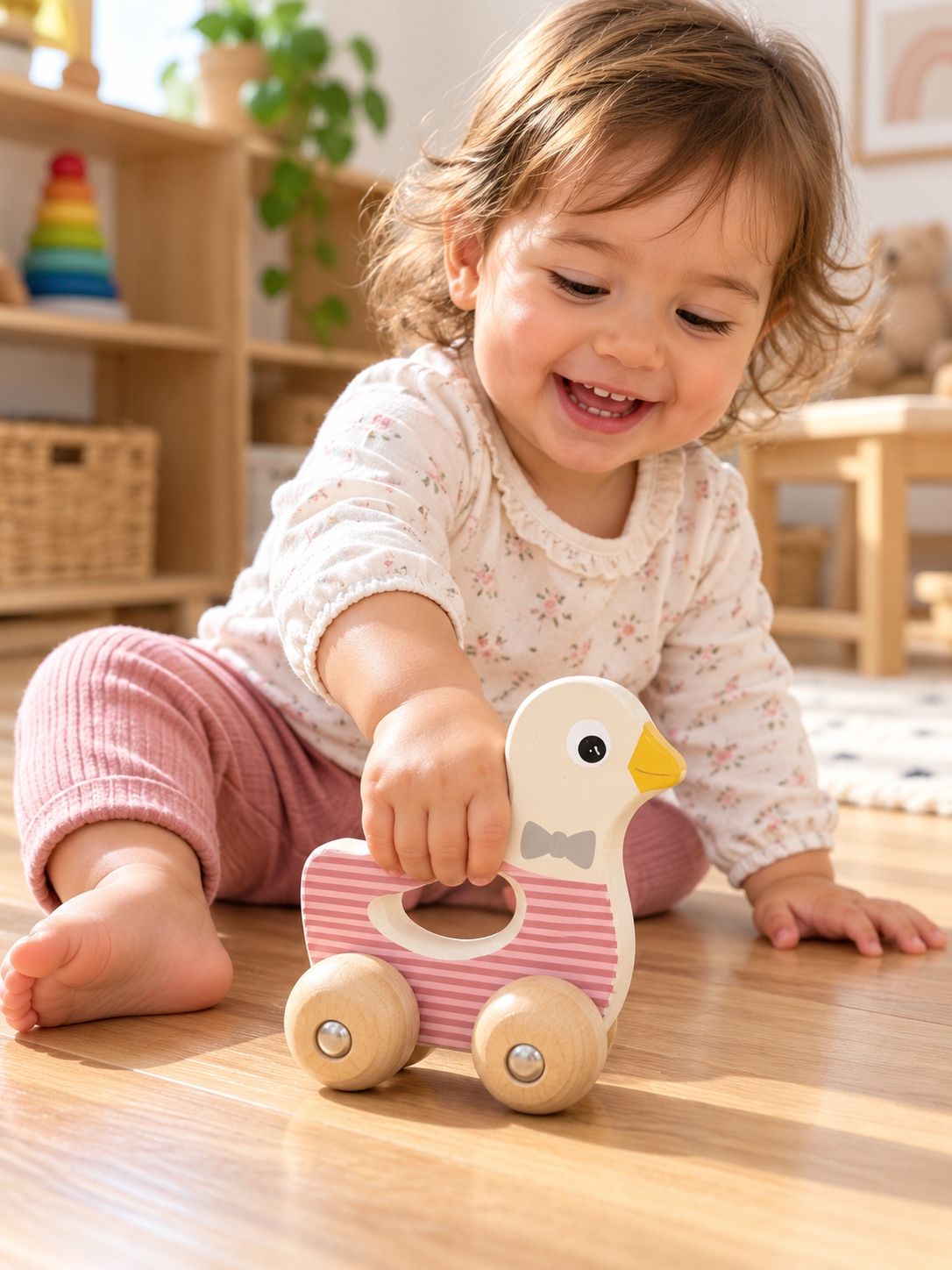 Wooden Bird Push-Along Toy lupilu, photo 2