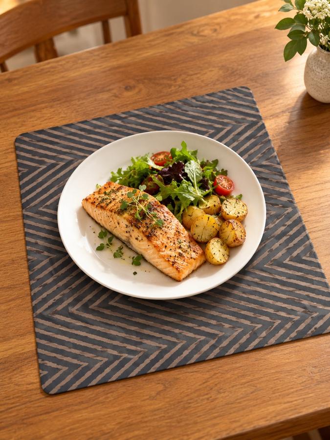 Chevron Table Placemat – Charcoal & Taupe, photo 2