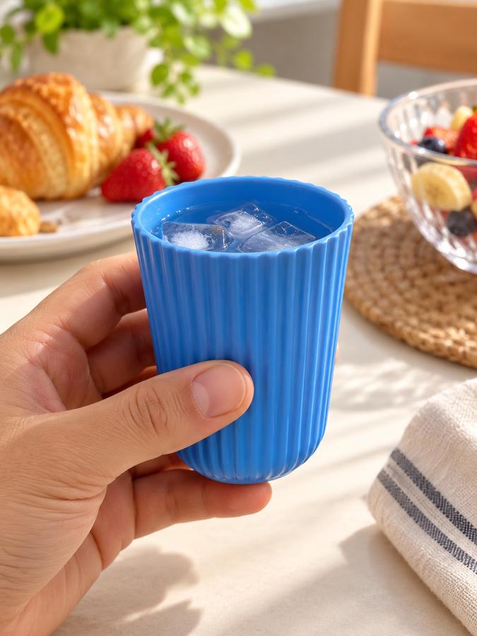 Blue Ribbed Melamine Cup – 160 ml, photo 2
