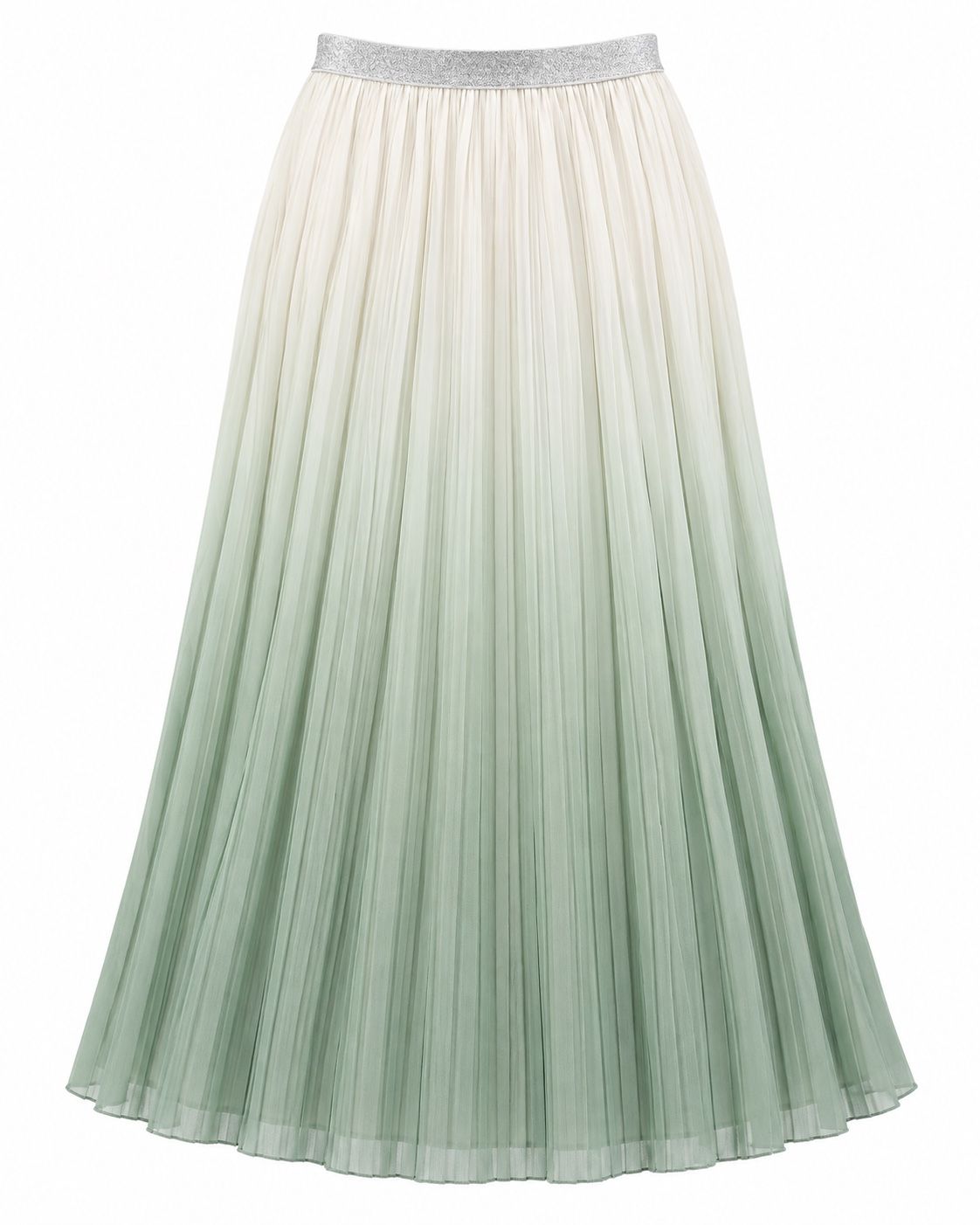 Girls’ Sage Green Pleated Ombre Midi Skirt