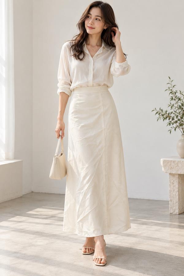 Zara Ivory Long A-Line Skirt, photo 2