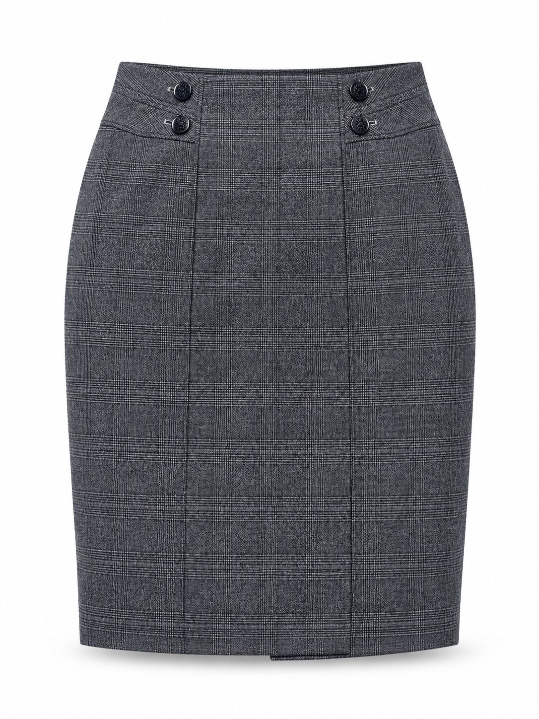 Esprit Collection Women’s Gray Plaid Button-Detail Skirt