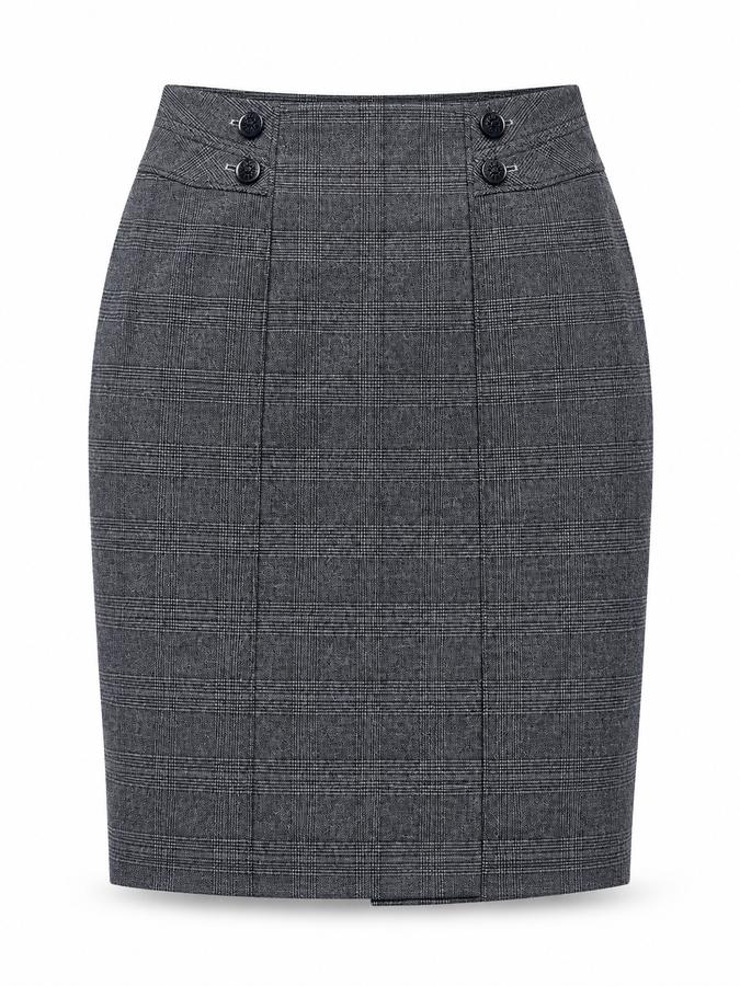 Esprit Collection Women’s Gray Plaid Button-Detail Skirt