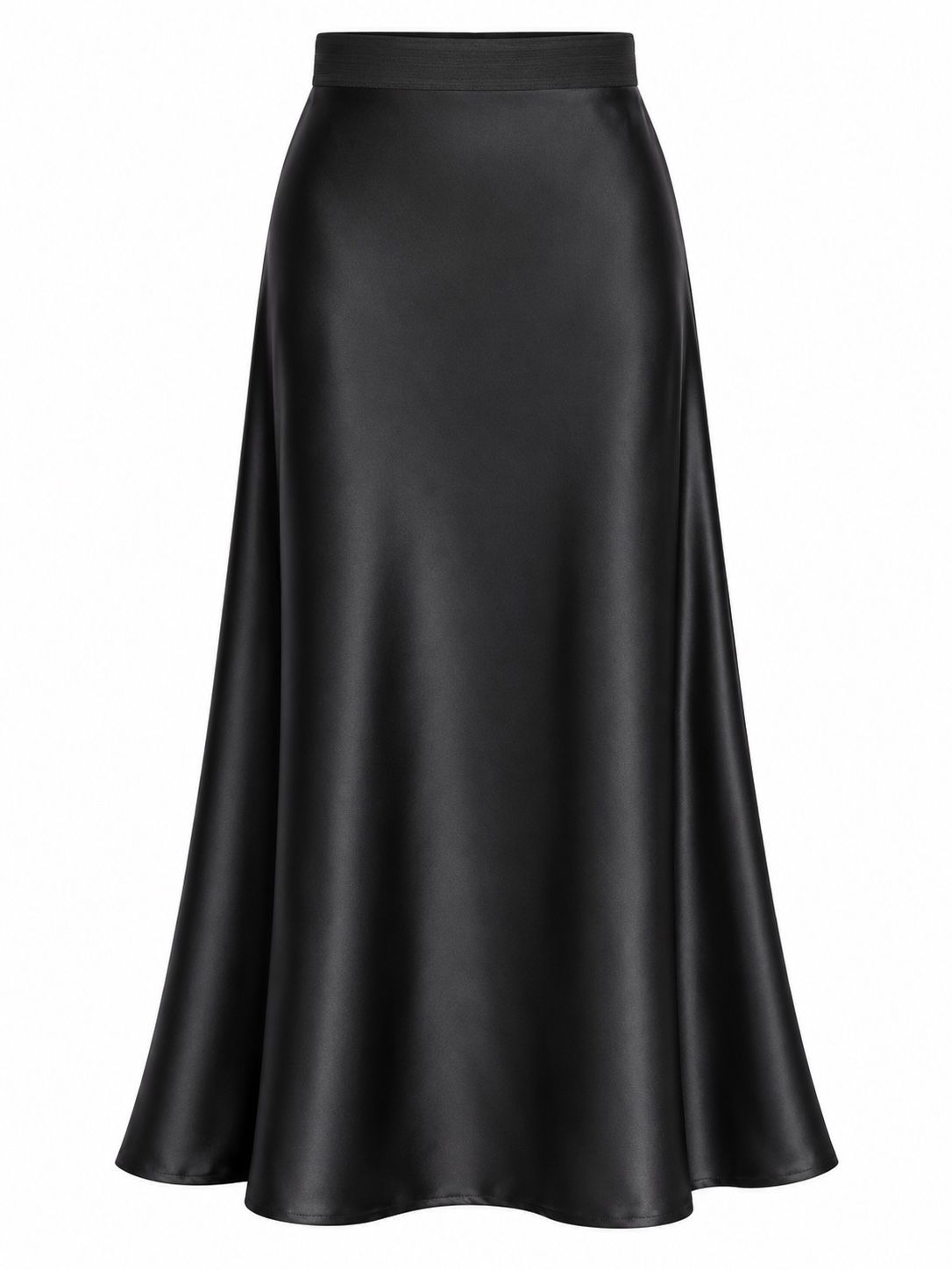 Zeagoo Women’s Black Satin Maxi Skirt – Plus Size