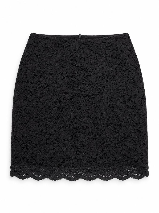 Caroll Black Floral Lace Mini Skirt
