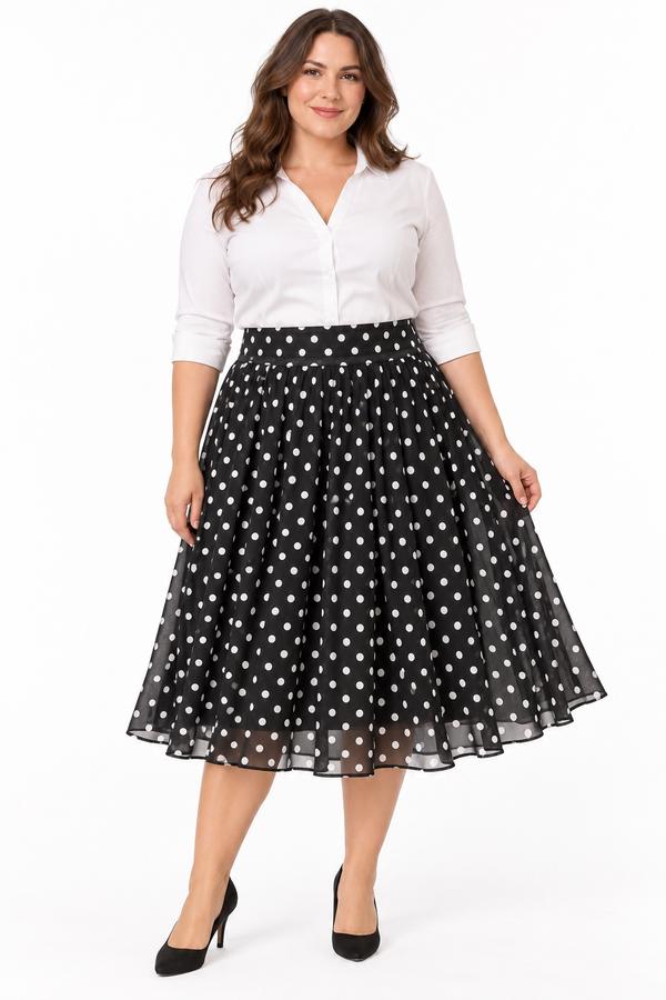 Bona Lirt Women’s Black Polka Dot Midi Skirt, photo 2