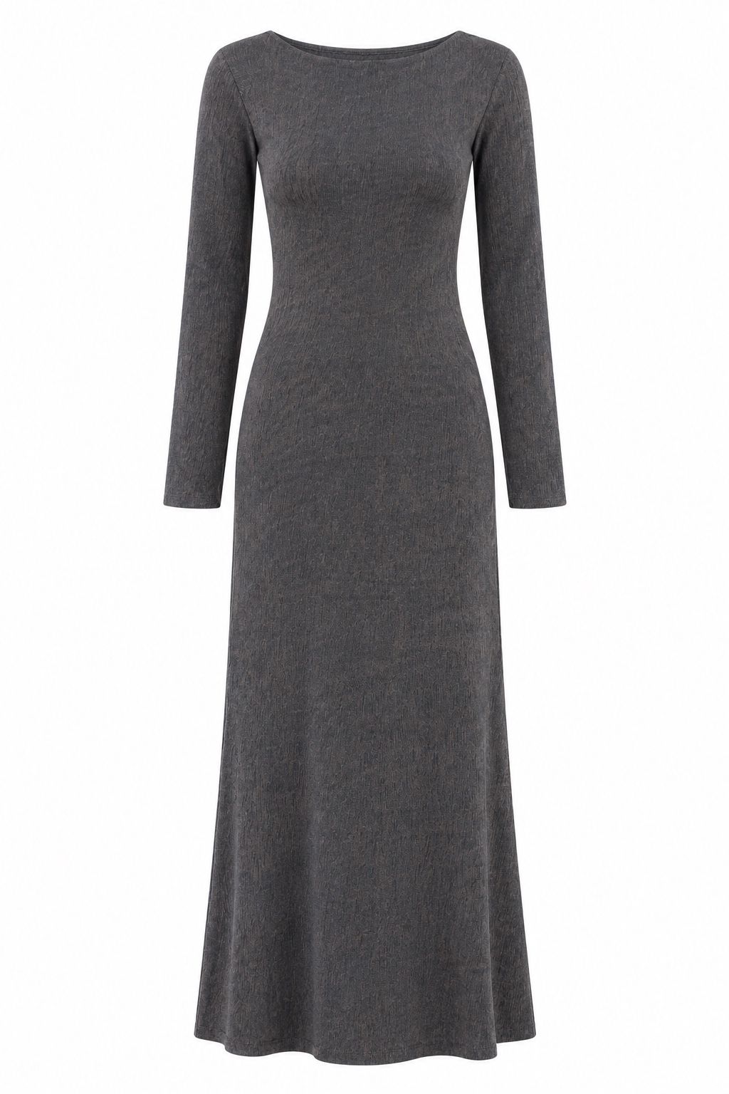 Zara Women’s Charcoal Gray Long-Sleeve Maxi Dress