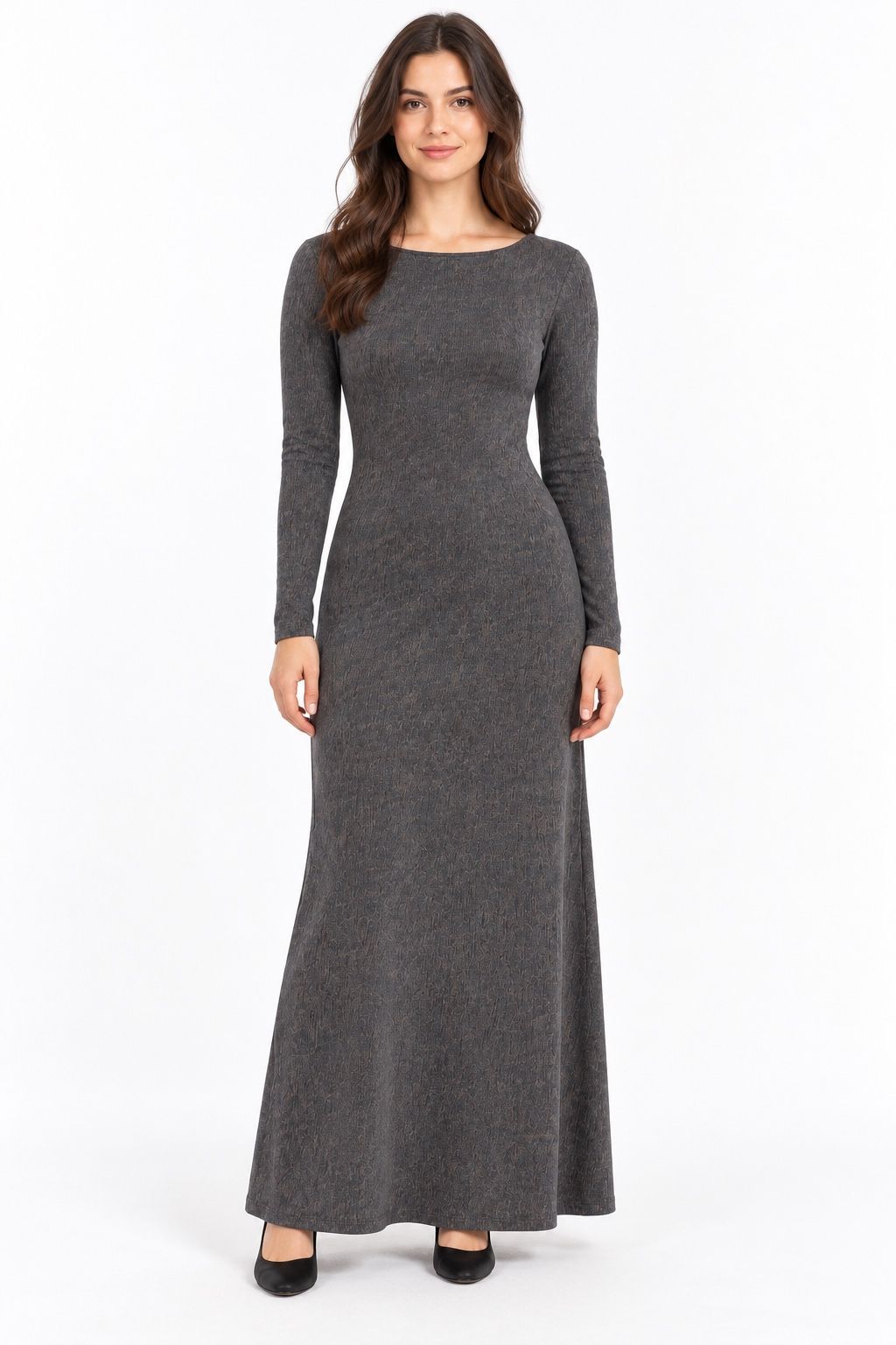 Zara Women’s Charcoal Gray Long-Sleeve Maxi Dress, photo 2