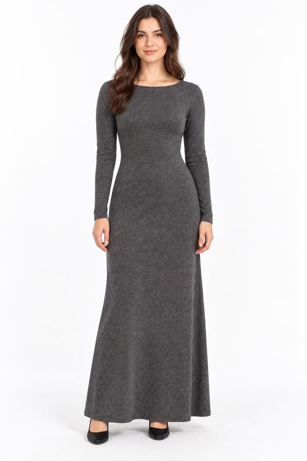 Zara Women’s Charcoal Gray Long-Sleeve Maxi Dress, photo 2