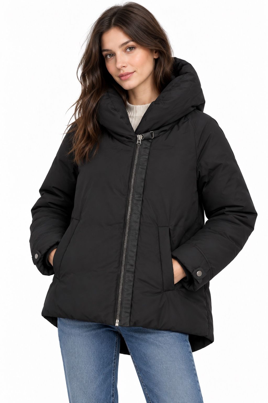 Zara Basic Black Hooded Puffer Jacket, photo 2