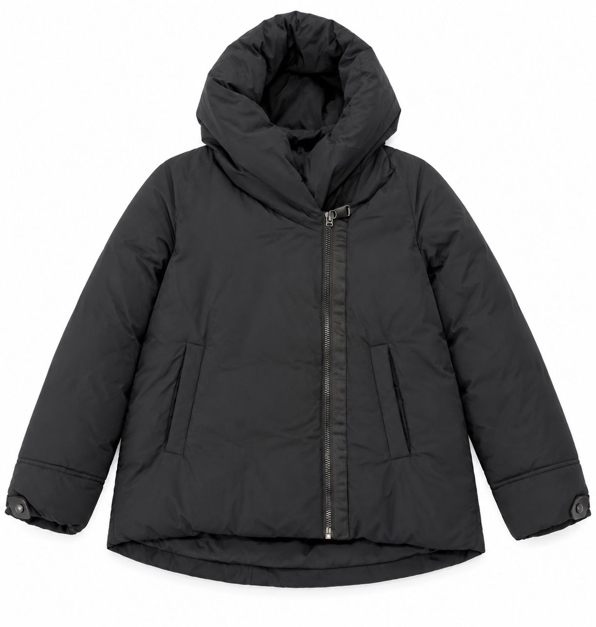 Zara Basic Black Hooded Puffer Jacket