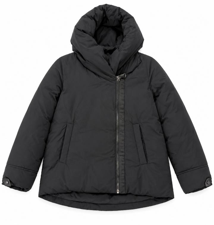 Zara Basic Black Hooded Puffer Jacket