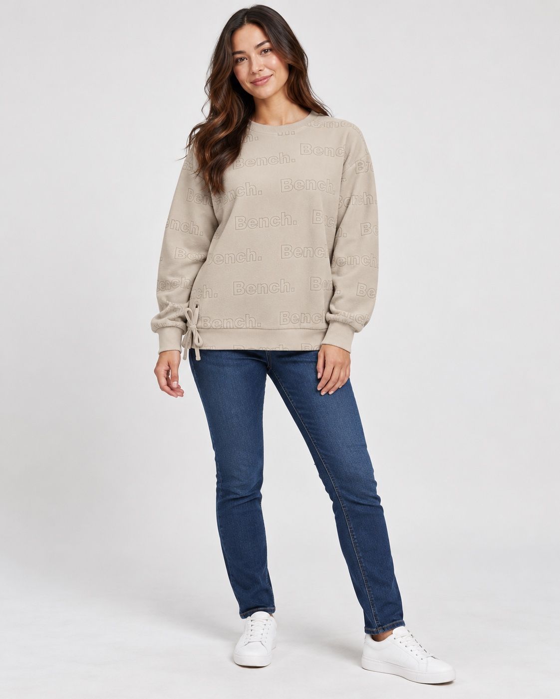 Bench All-Over Logo Beige Sweatshirt, photo 2