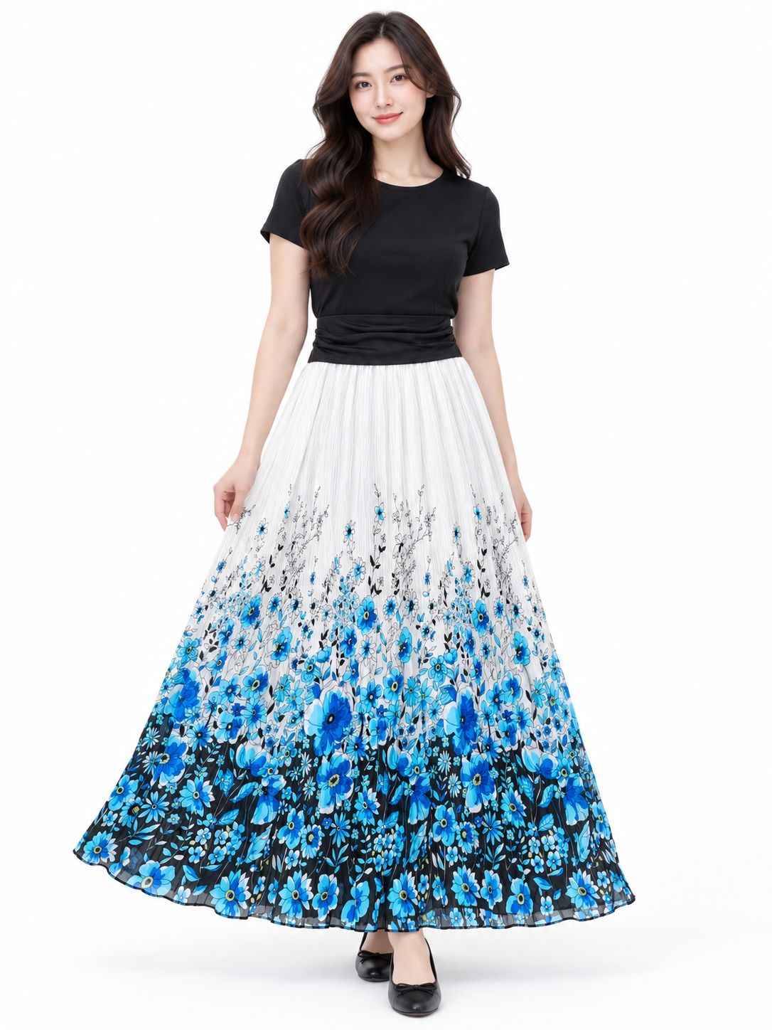 Newtil Women’s Blue Floral Maxi Skirt, photo 2