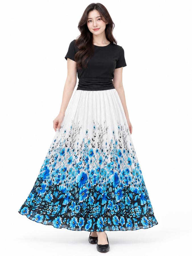 Newtil Women’s Blue Floral Maxi Skirt, photo 2