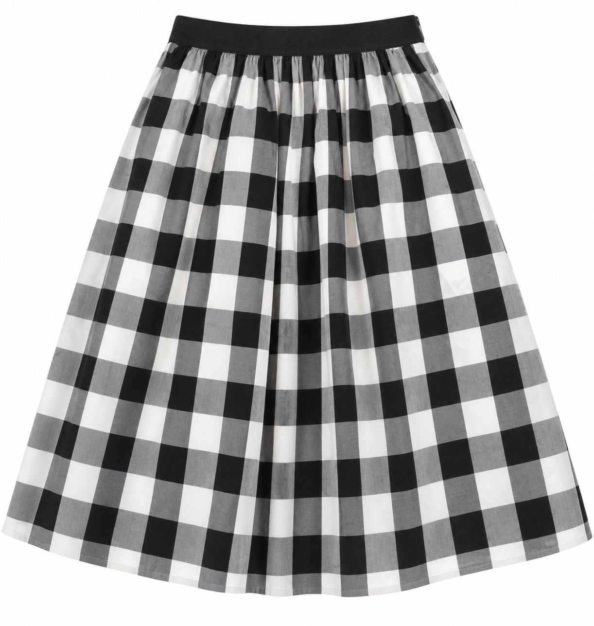 Reserved Black & White Checkered Midi Skirt