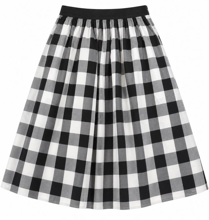 Reserved Black & White Checkered Midi Skirt