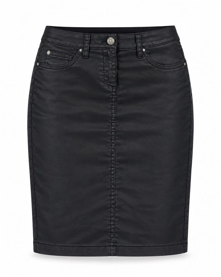 Lerros Black Coated Denim Pencil Skirt