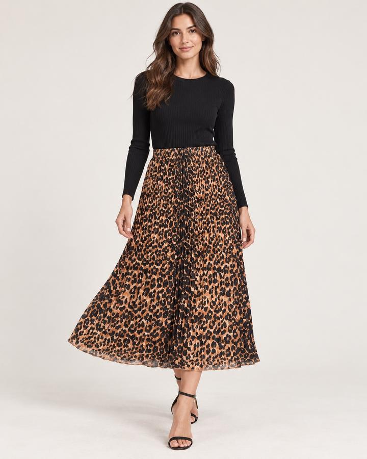 Zara Leopard Print Pleated Midi Skirt, photo 2