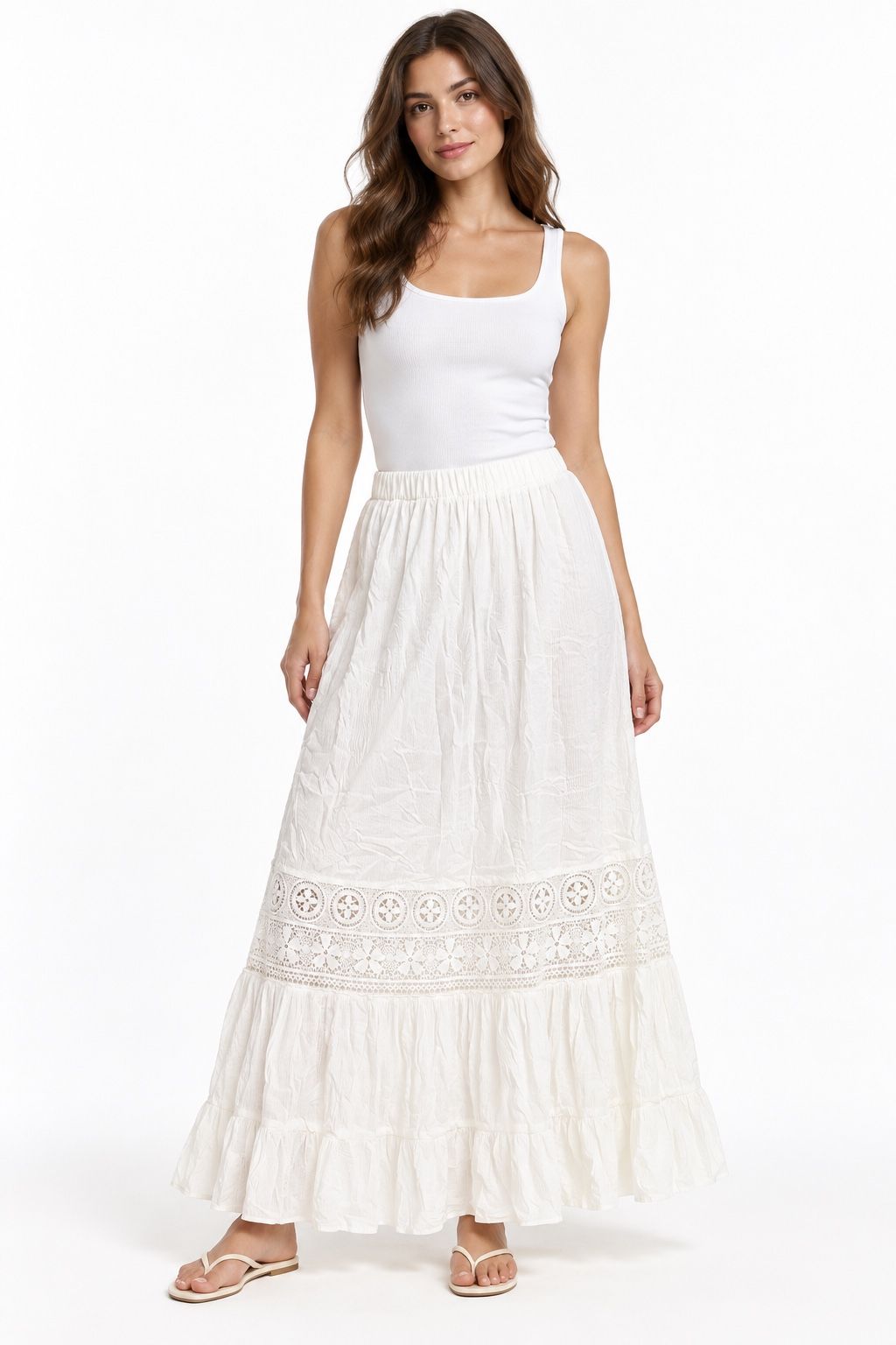 Tally Weijl White Lace-Trim Maxi Skirt, photo 2