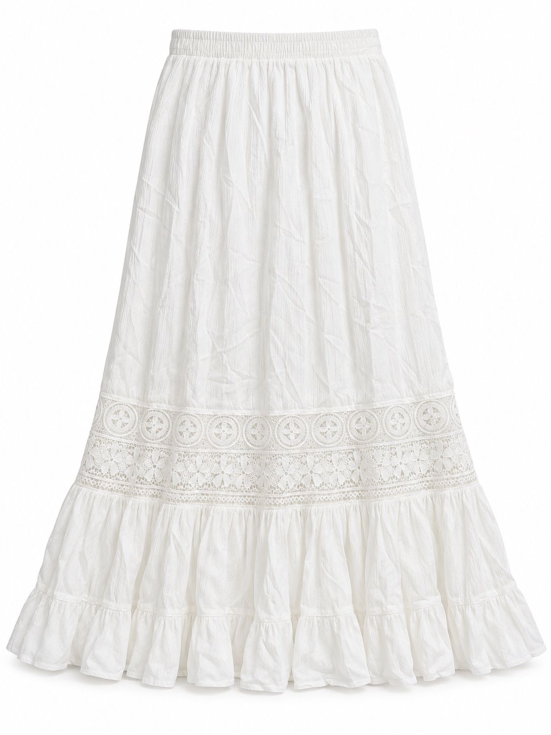 Tally Weijl White Lace-Trim Maxi Skirt