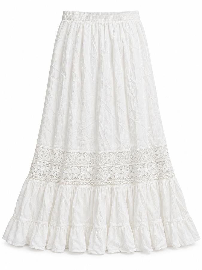 Tally Weijl White Lace-Trim Maxi Skirt