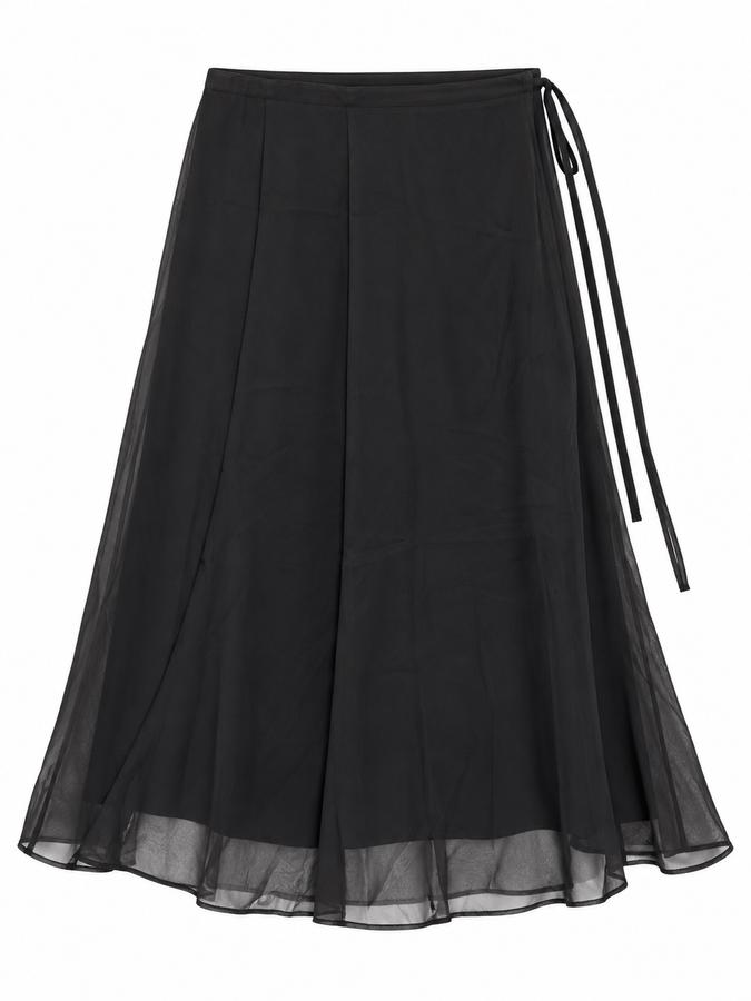 H&M Black Sheer Wrap Midi Skirt
