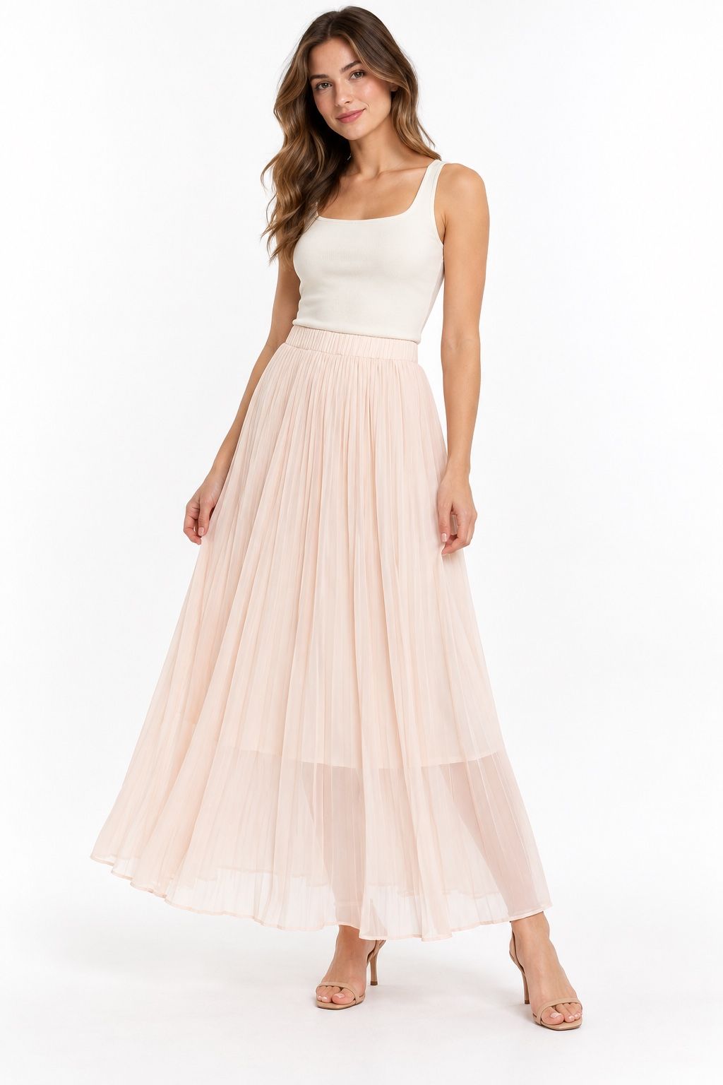 VILA Clothes Pale Blush Pleated Maxi Skirt, photo 2