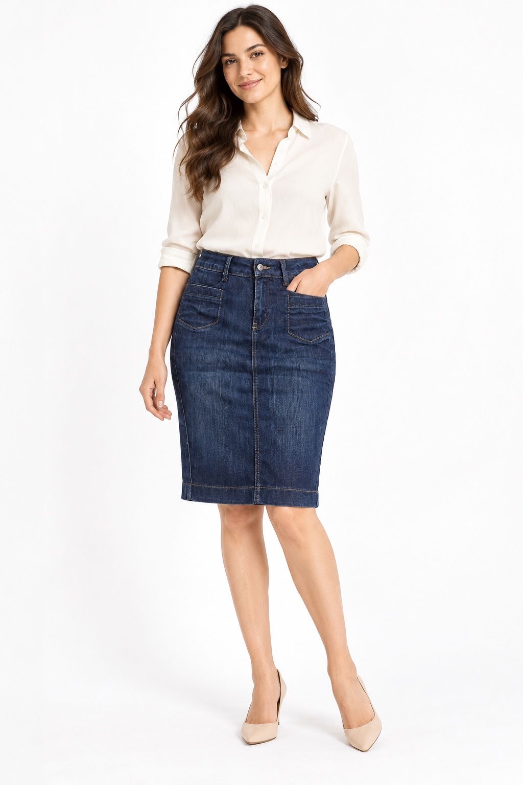 Esprit Dark Blue Denim Pencil Skirt, photo 2
