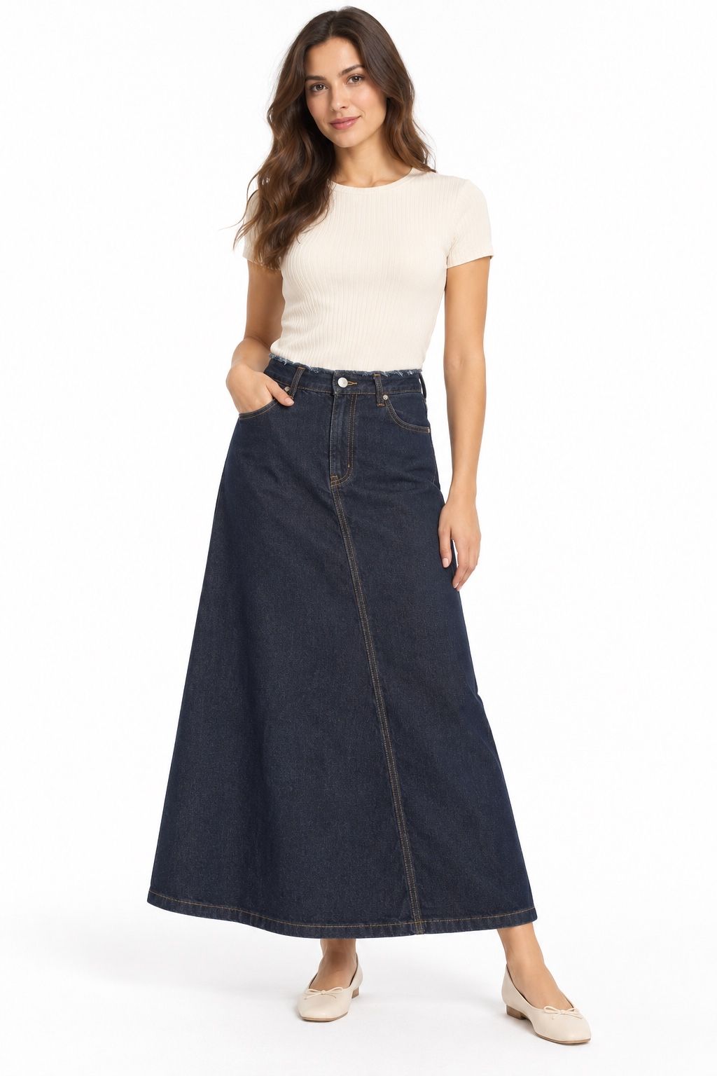 St. Emile Dark Indigo Denim Maxi Skirt, photo 2