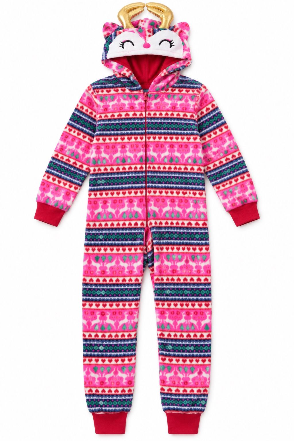 Max & Olivia Girls’ Pink Fleece Hooded Onesie