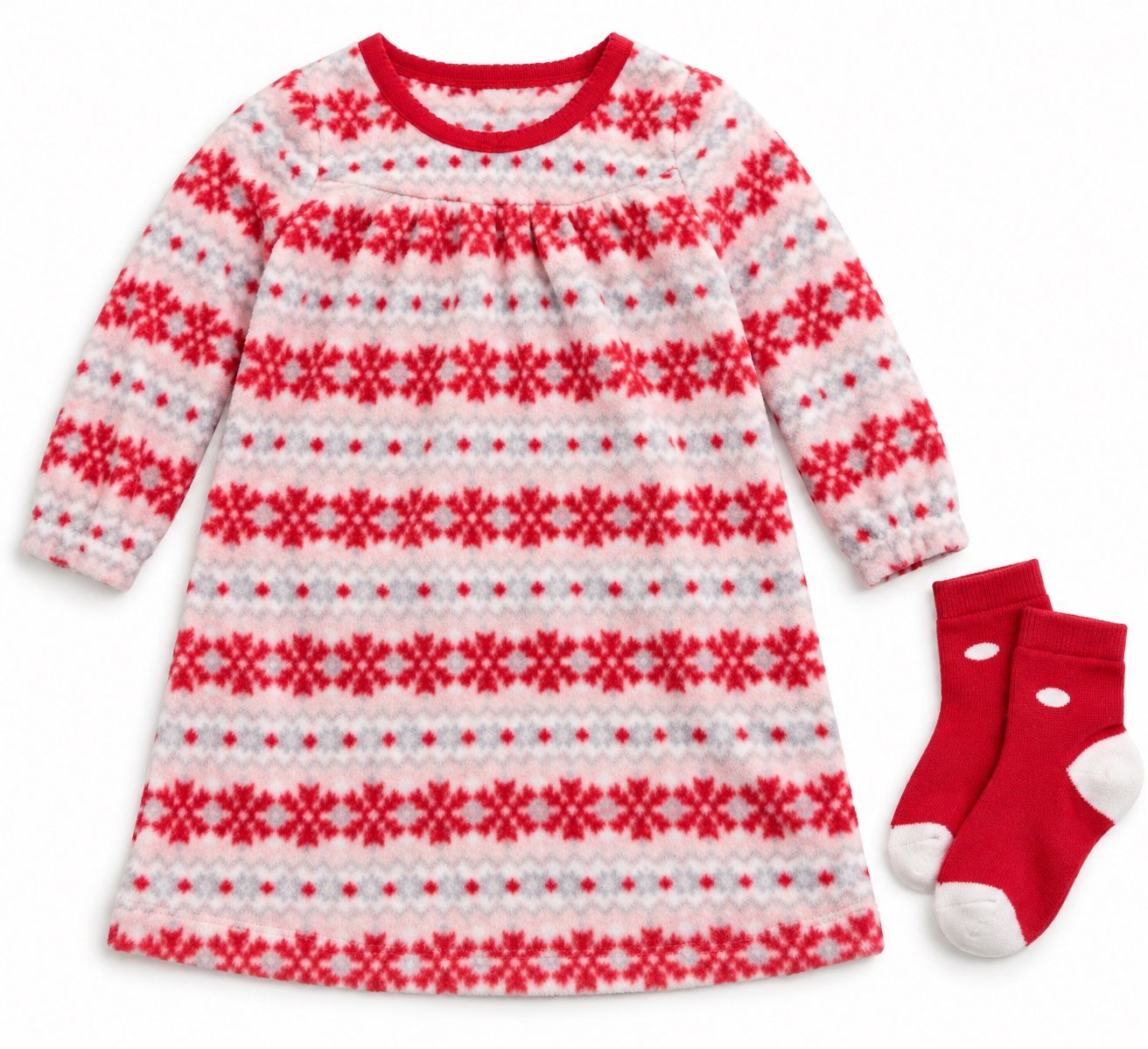 Max & Olivia Girls’ Snowflake Fleece Nightgown with Socks
