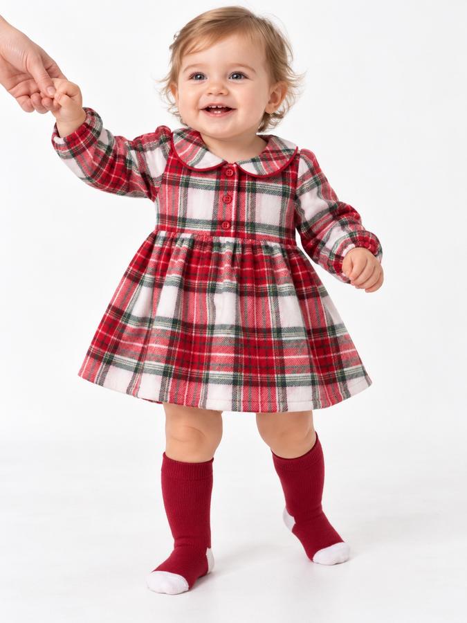 Max & Olivia Mini Baby Girl’s Plaid Dress with Matching Socks, photo 2
