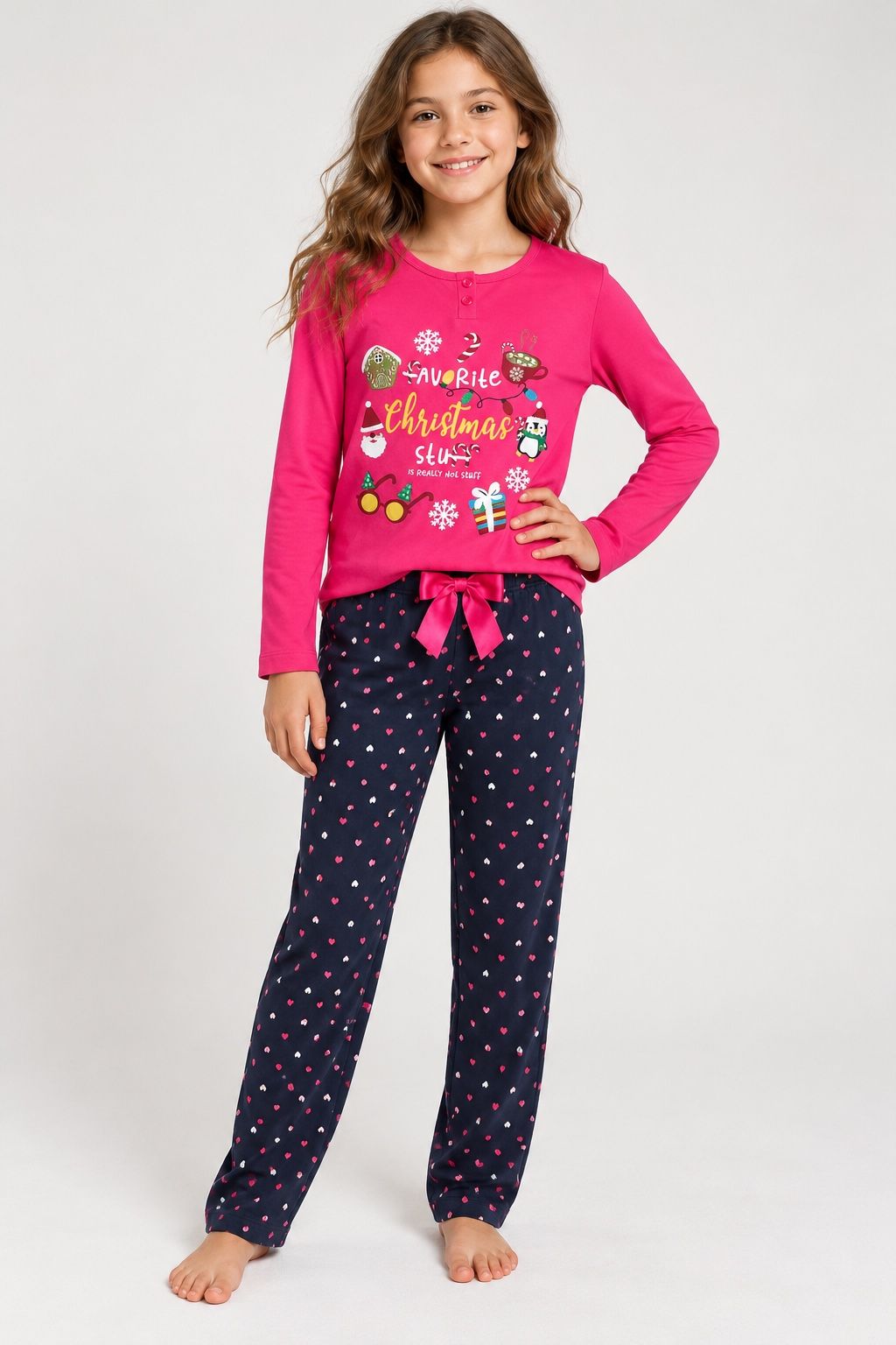 Girls’ Fuchsia Christmas Pajama Set, photo 2