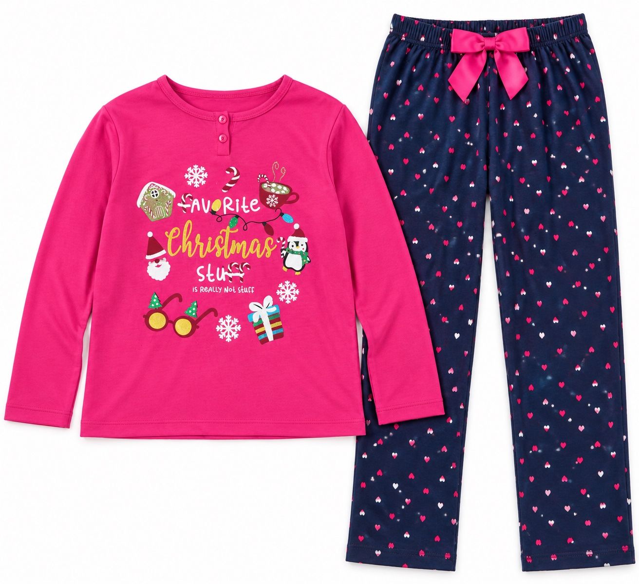 Girls’ Fuchsia Christmas Pajama Set