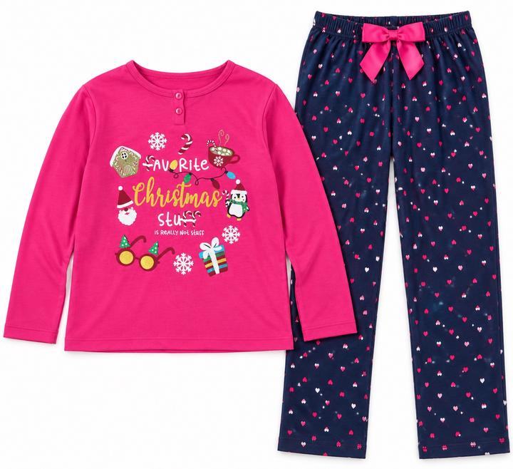 Girls’ Fuchsia Christmas Pajama Set